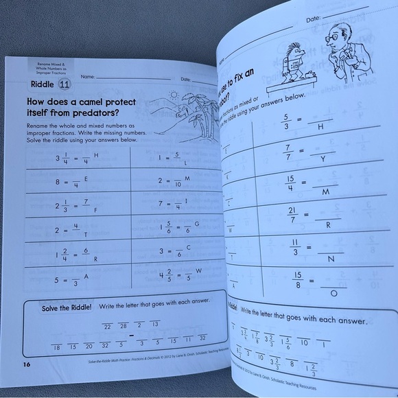 Solve The Riddle Math Practice Fractions & Decimals ~ 50 Reproducible Sheets - Picture 3 of 5